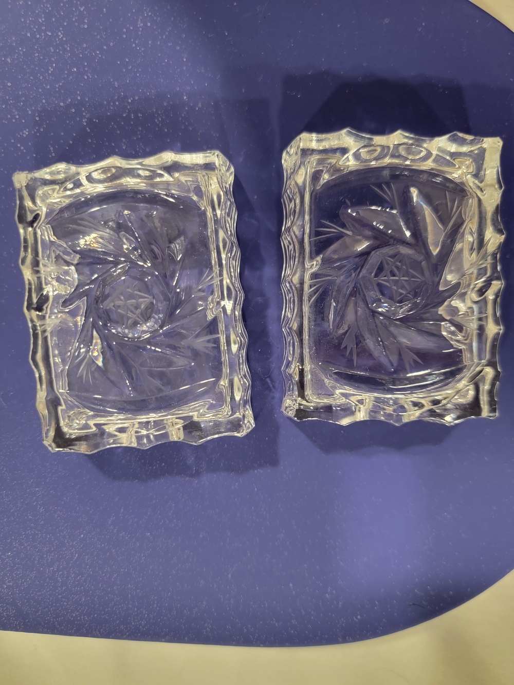 Vintage Czech Lead Crystal Small Ashtrays - Set of 2